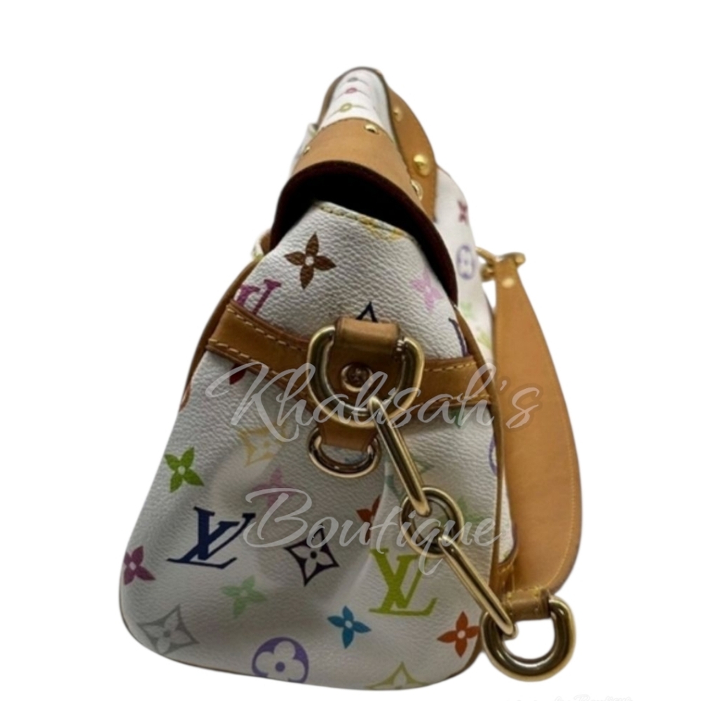 Rare! Louis Vuitton LV X Takashi BEVERLY White Multicolor Monogram Bag Blanco MM - Picture 9 of 12